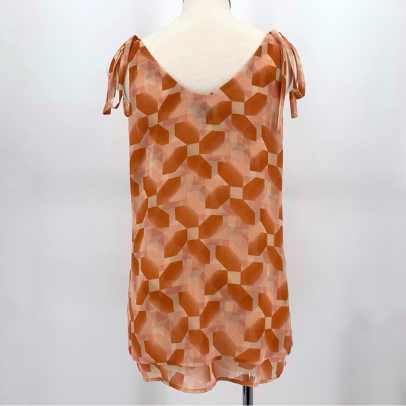 Cabi NWT Pinwheel Top #5358, Peach and Brick-Dust Layered Chiffon Sleeveless Top - Picture 6 of 16
